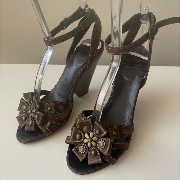 MOSCHINO wedge heel sandals brown - Picture 1 of 12
